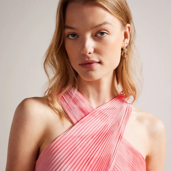Ted Baker Cross Front Pleated Midi Dress - Picture 2 of 7